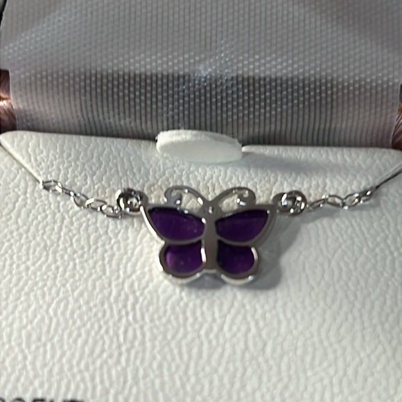 NWT Purple butterfly 🦋 sterling silver necklace length about 15” - Picture 3 of 6